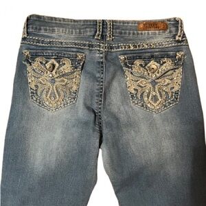 Sexy Couture Blue Jeans with Embroidery and Embellishments Size 13